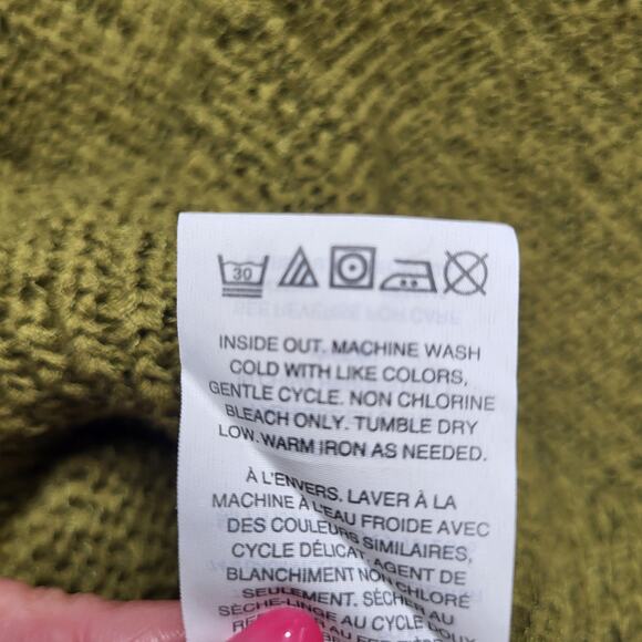 J. Crew Swing Flare Sleeve Sweater V Neck Olive Green Textured Knit Cotton XS - Picture 7 of 7